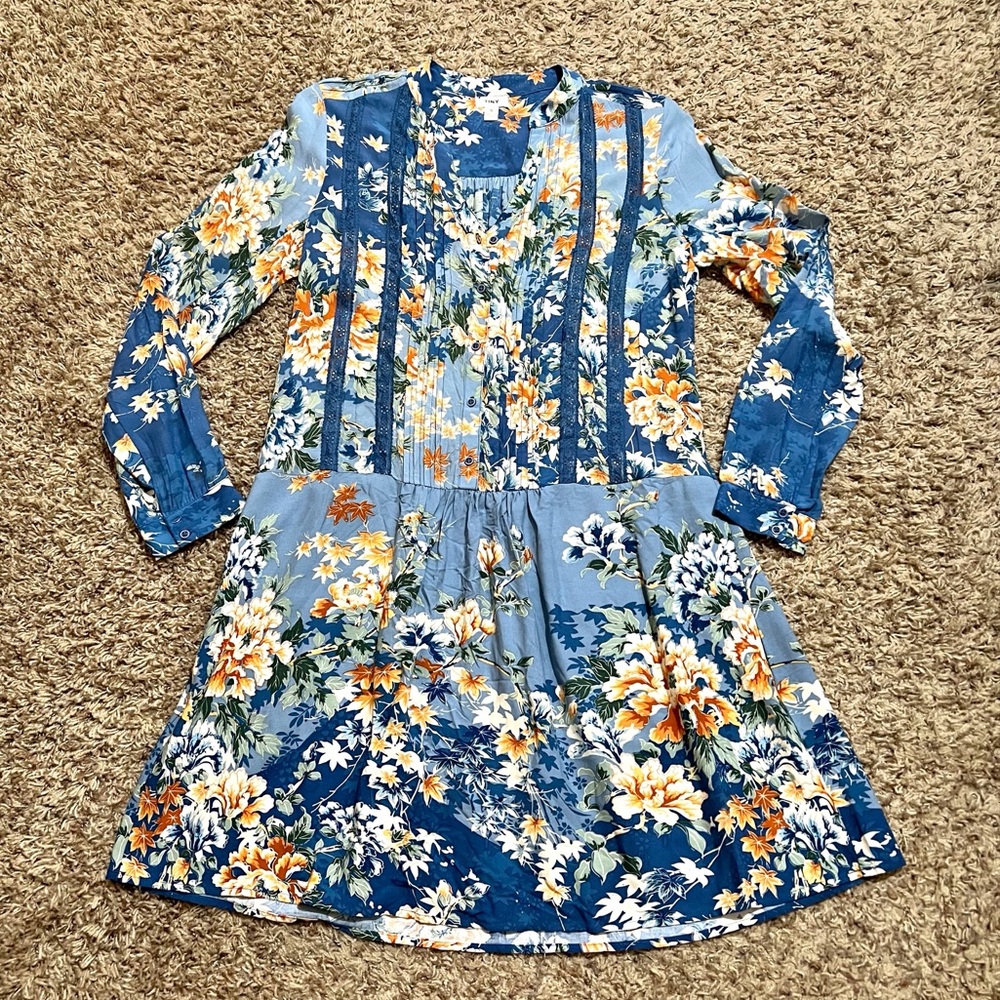 [Anthropologie Tiny] Gaina Blue Multicolor Floral
Drop Waist Long Sleeve Dress S - Picture 7 of 11